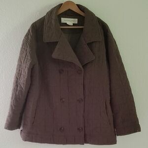 Treasure & Bond Cotton Quilted Pea Coat Olive Size Large